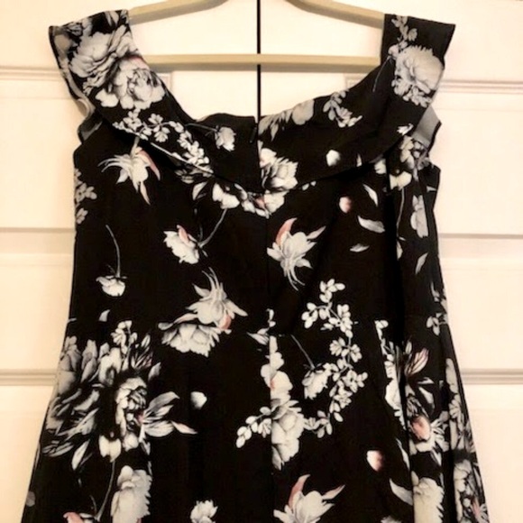 NWT CITY CHIC Seville Black Flower Time Ruffle Neck Sleeveless Midi Dress SZ 16 - Picture 5 of 6